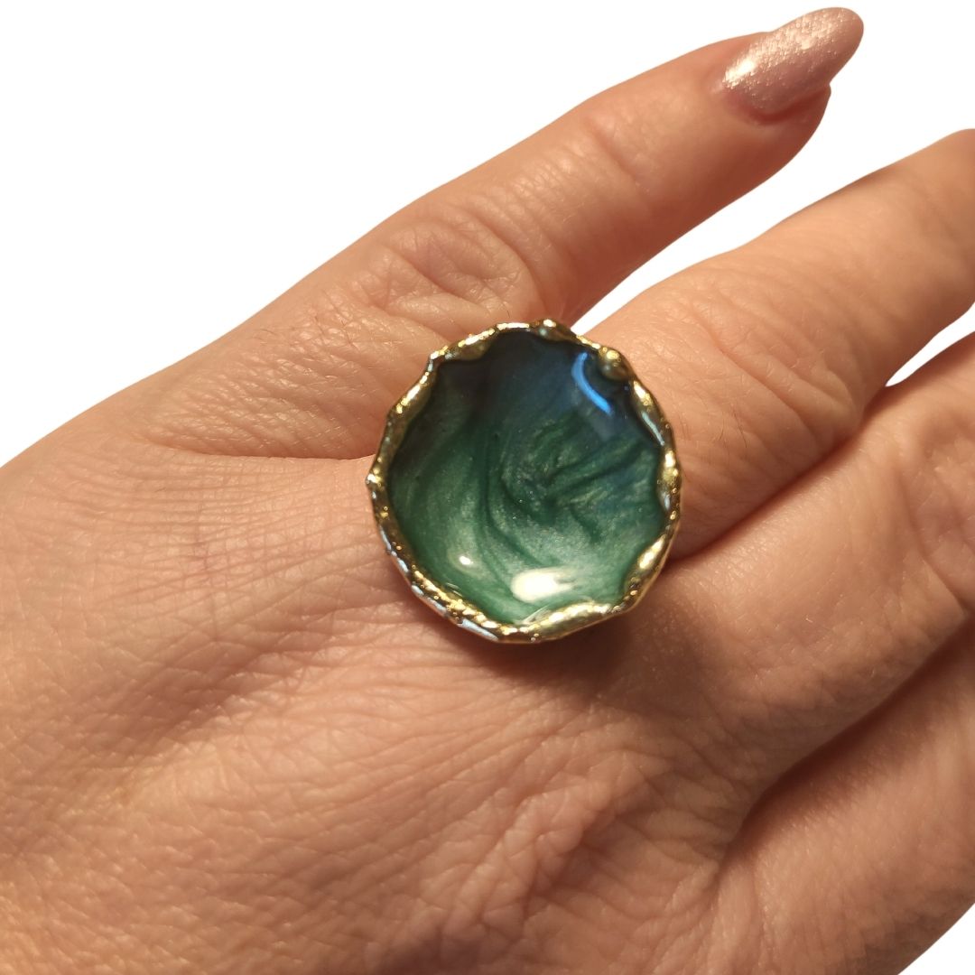 ring.10170b δαχτυλίδι Green plate ring δάχτυλα